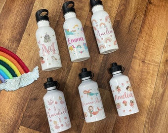 Personalised Girls Water Bottle - Unicorn Water Bottle - School Water Bottle - Nursery Water Bottle -  Personalised Water Bottle Kids