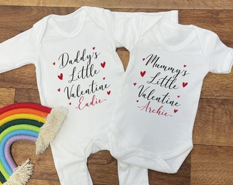 Personalised Daddy's / Mummy's Little Valentine Baby Vest - Baby Valentine's Day Outfit - Valentine's Babygrow - First Valentines Day Outfit