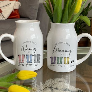 Personalised Mother&#39;s Day Jug - Mother&#39;s Day Vase - Mother&#39;s Day Gift - Nan Gifts - Mum Gift - Gifts for Mum - Gardening Gifts - Flower Vase