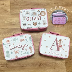 Boîte à lunch personnalisée et ensemble de bouteilles d'eau - Sac à lunch pour enfants - Boîte à lunch pour filles - Gourdes pour enfants - Boîte à lunch océan - Boîte à lunch ballerine
