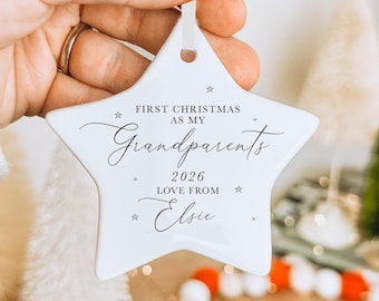 Adorno navideño personalizado para la primera Navidad como abuelos - Regalos para abuelos - Regalos para abuelas - Regalo para abuelos - Adorno navideño para abuelos
