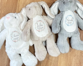Coelho de coelho personalizado para florista - Presente personalizado para pajem - Presente para florista - Teddy para madrinha - Teddy para florista - Casamento