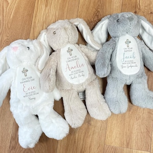Personalisierter Hase zur Taufe - Personalisiertes Taufgeschenk - Taufandenken - Taufgeschenk - Für Jungen - Für Mädchen - Neues Baby