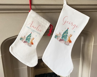 Personalised First Christmas Stocking – Linen or Cotton
