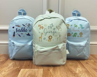 Personalised Boys Backpack – Jungle, Space, Dinosaur, Woodland Designs - Kids