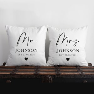 Personalised Wedding Cushions - Personalised Weddings Gifts - Personalised Couple Cushion - Anniversary Gift - Mr & Mrs Cushions