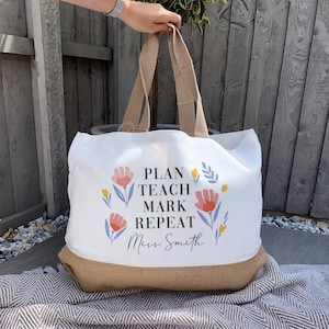 Personalised Teacher Bag - Personalised Teacher Bag - Teacher Gift - Teacher Gifts - Thank You Teacher Gift - Jute Lunch Bag - Teachers
