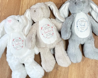 Personalised First Birthday Bunny Teddy - 1st Birthday Gifts - First Birthday Gift - 1st Birthday Girl - 1st Birthday Boy - Plush Bunny