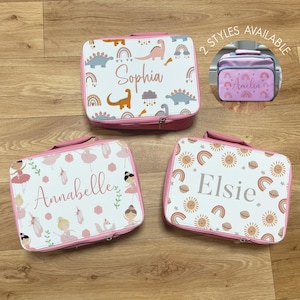 Boîte à lunch personnalisée et ensemble de bouteilles d'eau - Sac à lunch pour enfants - Boîte à lunch pour filles - Gourdes pour enfants - Boîte à lunch dinosaure - Boîte à lunch ballerine