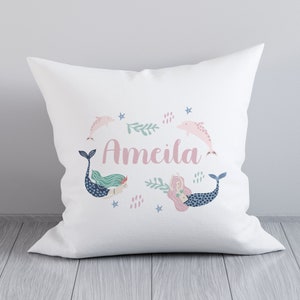 Personalised Mermaid Cushion - Personalised Baby Cushion - Nursery Cushion - Mermaid Cushion - Personalised Mermaid Pillow - Baby Gift UK