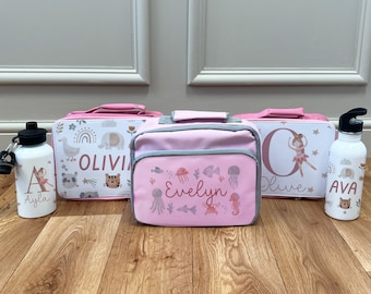 Gepersonaliseerde lunchbox en waterflessenset - Lunchtas voor kinderen - Lunchbox voor meisjes - Waterflessen voor kinderen - Oceaanlunchbox - Ballerina Lunchbox