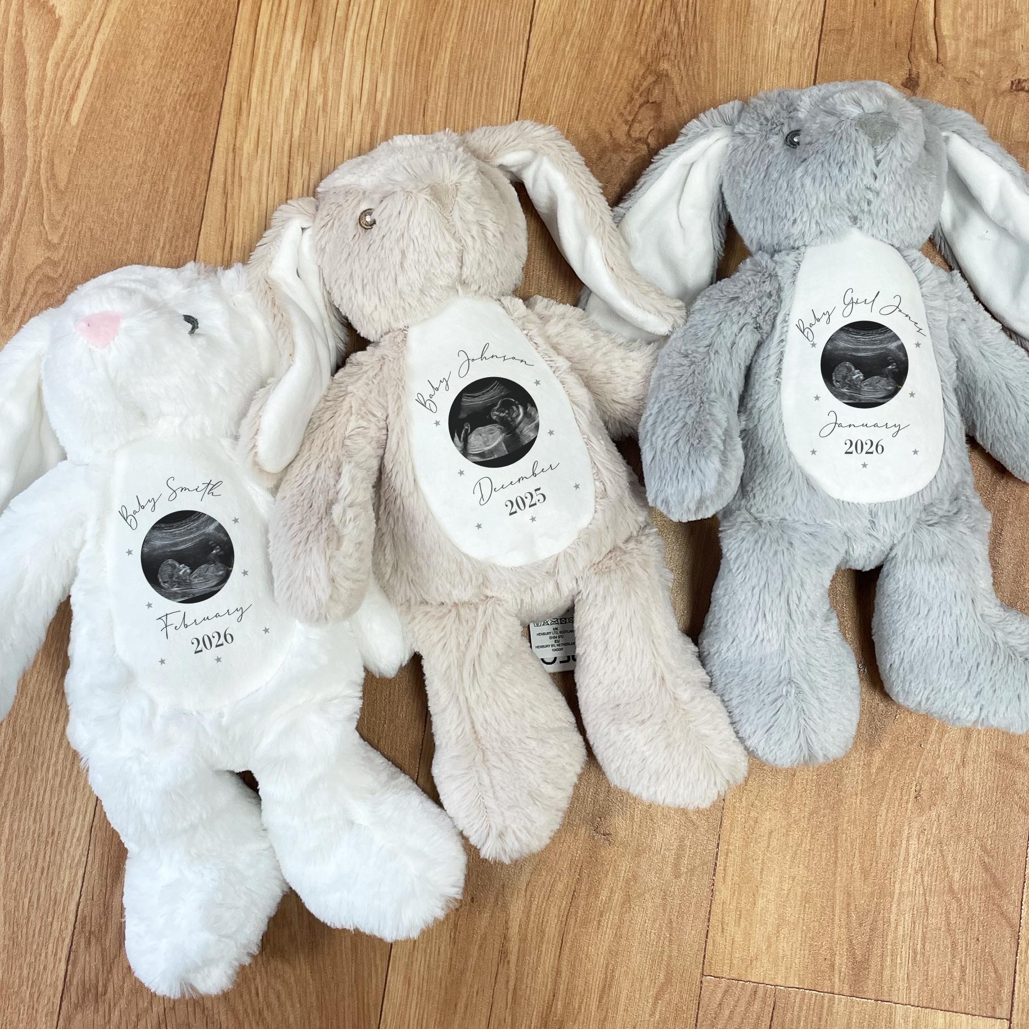Personalisierte Schwangerschaftansage Häschen - Baby Scan Häschen - Babyparty Geschenke - Baby Andenken - Baby Verlust Andenken - Engel Baby