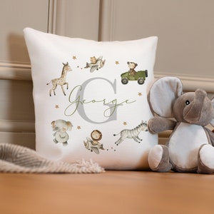 Personalised Jungle Cushion - Safari Nursery Cushion - Personalised Boy's Cushion - Lion Cushion - Personalised Baby Boy Gift - Safari Decor