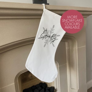 Personalised Christmas Stocking - Christmas Name Stocking - Personalised Stocking - Family Stockings - Christmas Decorations - Snowflake
