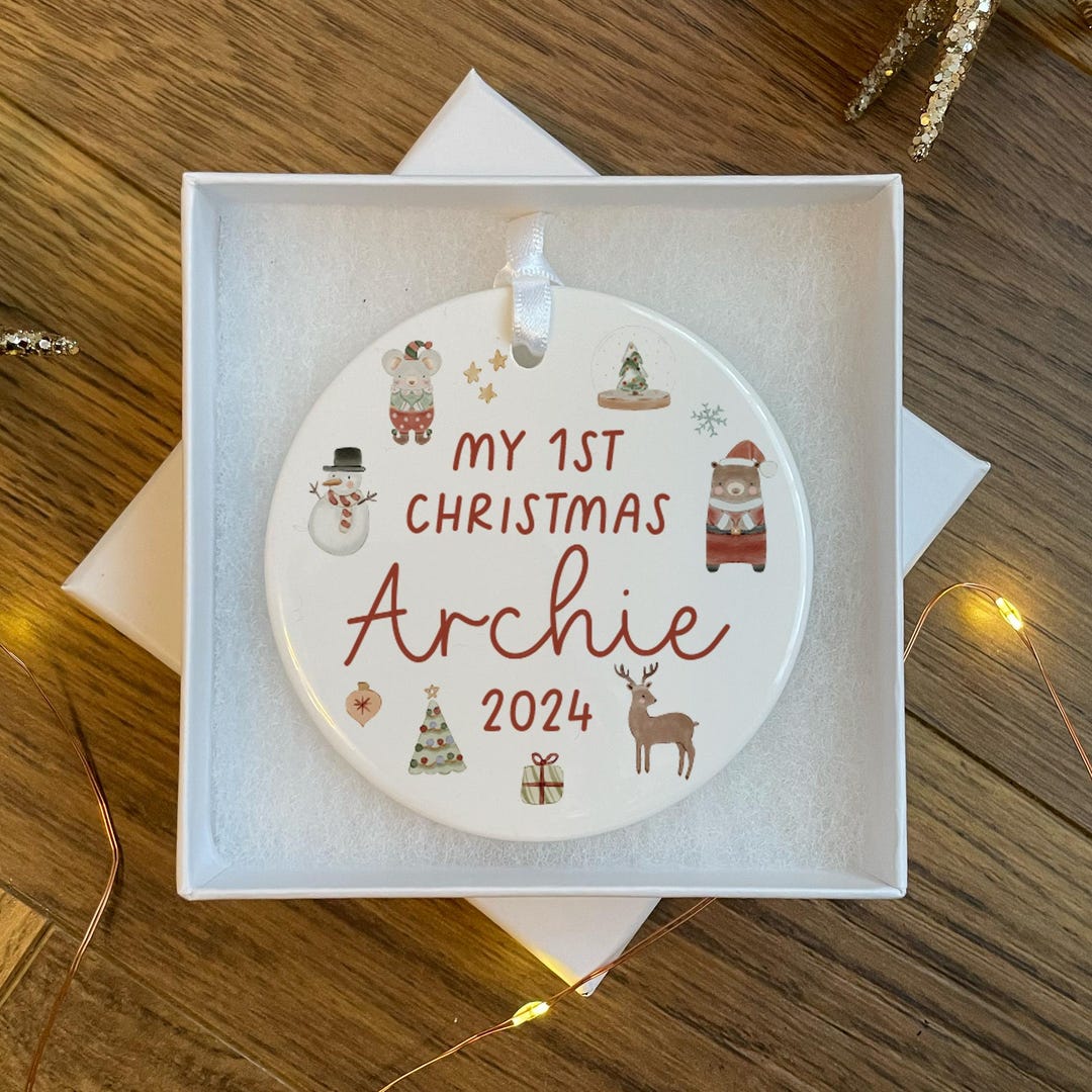 Personalised Baby's First Christmas Bauble - First Christmas Ornament ...