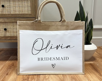 Personalizowana torba dla druhny - Prezent dla druhny - Torby na upominki ślubne - Torba na wieczór panieński - Prezenty na zaręczyny dla druhny - Torba na lunch dla kobiet
