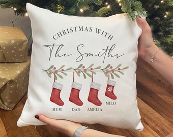 Personalised Christmas Family Cushion - Personalised Family Christmas Cushion - Christmas Decorations - Christmas Decor - Christmas Stocking