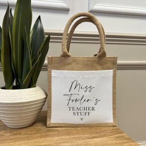 Personalised Teacher Bag - Personalised Teacher Bag - Teacher Gift - Teacher Gifts - Thank You Teacher Gift - Jute Lunch Bag - Teachers Style 5