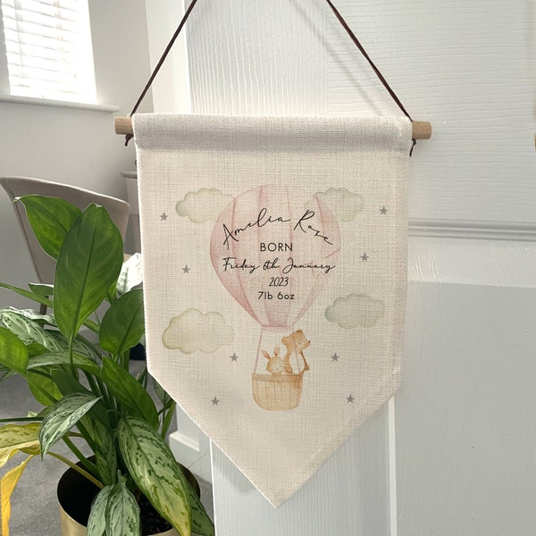 Personalisierte neue Baby Flagge - neues Baby Geschenk - Kinderzimmer Dekor - Baby Geschenke - Luftballon Baby Geschenk - personalisierte Baby Geschenke - neues Baby