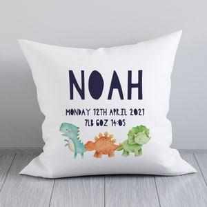 Coussin bébé dinosaure personnalisé - Coussin bébé personnalisé - Coussin de pépinière - Coussin dinosaure - Oreiller personnalisé - Baby Gift UK