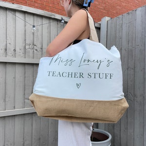 Personalised Teacher Bag Personalised Teacher Bag Teacher Gift Teacher Gifts Thank You Teacher Gift Jute Lunch Bag Teachers image 9