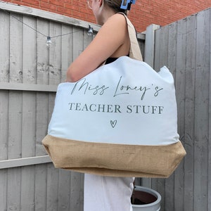 Personalised Teacher Bag - Personalised Teacher Bag - Teacher Gift - Teacher Gifts - Thank You Teacher Gift - Jute Lunch Bag - Teachers image 9
