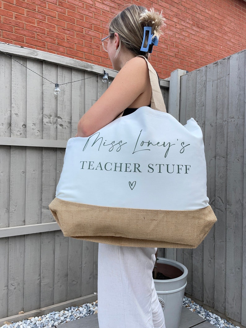 Personalised Teacher Bag Personalised Teacher Bag Teacher Gift Teacher Gifts Thank You Teacher Gift Jute Lunch Bag Teachers image 9