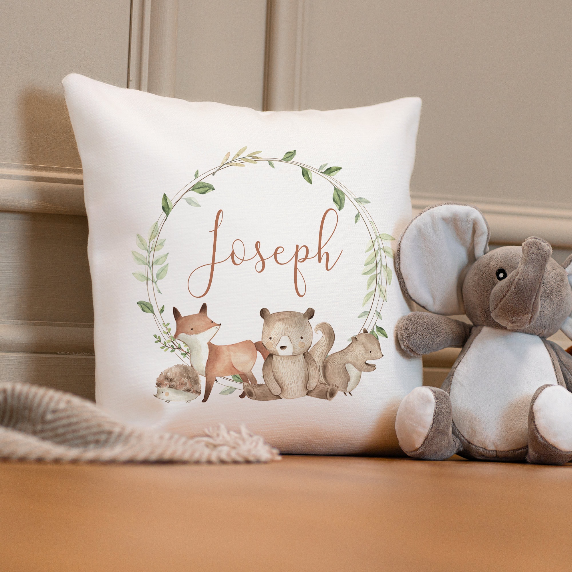 Personalised Woodland Cushion Woodland Nursery Cushion Personalised Boy s Cushion Baby Boy Cushion Personalised Baby Boy Gift New Baby Etsy UK
