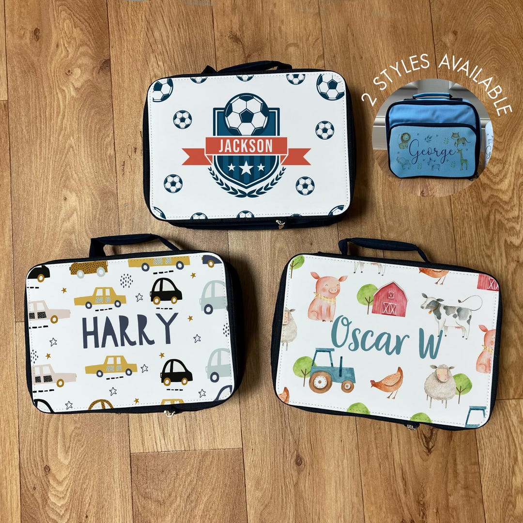 Personalised Lunch Box & Water Bottle Set - Kids Lunch Bag - Boys Lunch ...
