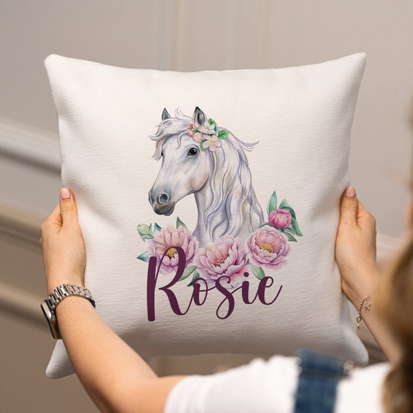 Personalised Horse Cushion - Horse Cushion - Personalised Girl's Cushion - Horse Riding Gift - Horse Lover Gift - Horse Gifts - Stocking