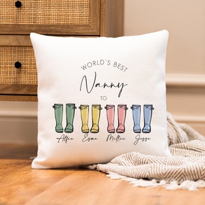 Coussin personnalisé pour nounou - Cadeau personnalisé pour grands-parents - Cadeau pour la fête des mères - Cadeaux pour la fête des mères - Cadeaux grand-mère - Cadeau petits enfants - Maman