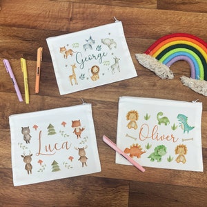 Trousse à crayons personnalisée pour garçons - Trousse à crayons pour l'école - Trousses à crayons pour enfants - Retour à l'école - Sac d'école - Jungle - Espace - Dinosaure - Ferme