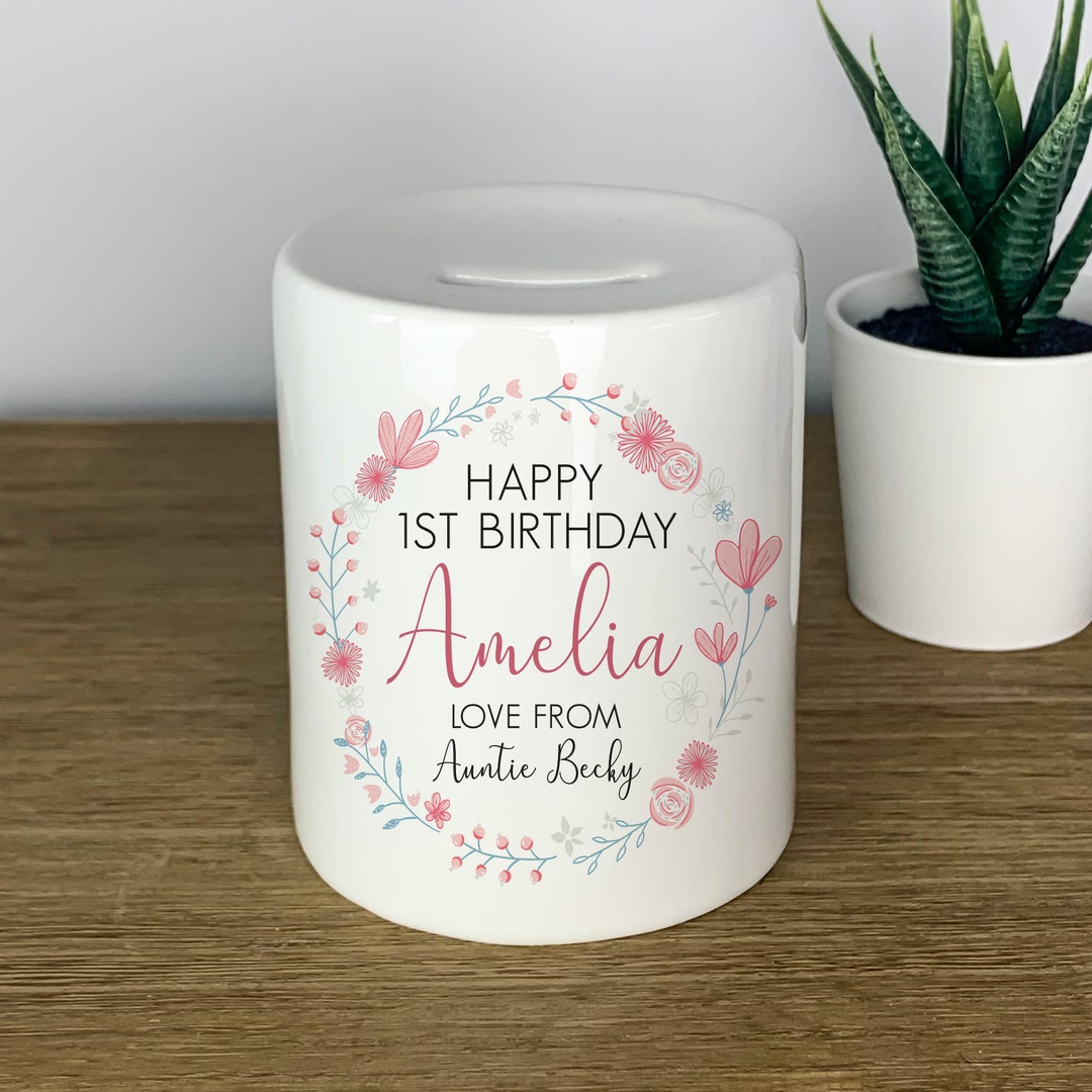 Personalised First Birthday Money Box 1st Birthday Gifts Etsy