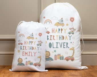 Personalised Birthday Sack - Kids Birthday Bag - Birthday Gift Bag - Elephant Bag - Toy Bag - Toy Sack - First Birthday - Birthday Gifts