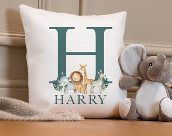 Personalised Jungle Cushion - Jungle Nursery Cushion - Personalised Boy's Cushion - Lion Cushion - Personalised Baby Boy Gift