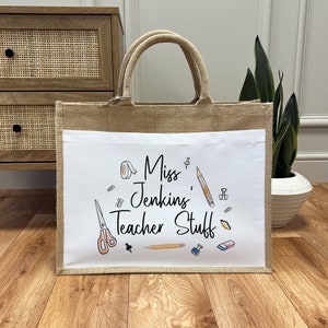 Personalised Teacher Bag - Personalised Teacher Bag - Teacher Gift - Teacher Gifts - Thank You Teacher Gift - Jute Lunch Bag - Teachers