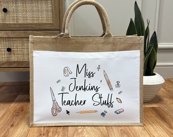 Personalised Teacher Bag - Personalised Teacher Bag - Teacher Gift - Teacher Gifts - Thank You Teacher Gift - Jute Lunch Bag - Teachers