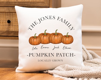 Personalised Halloween Cushion - Family Pumpkin Patch Cushion - Halloween Decor - Fall Decor - Autumn Cushion - Halloween Decoration