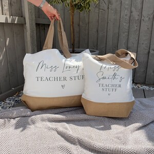 Personalised Teacher Bag - Personalised Teacher Bag - Teacher Gift - Teacher Gifts - Thank You Teacher Gift - Jute Lunch Bag - Teachers image 3