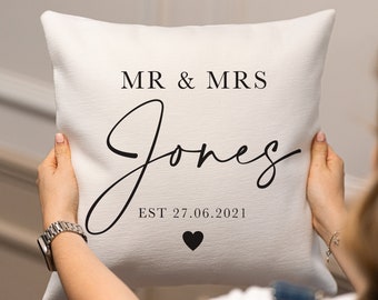 Personalised Wedding Cushion - Personalised Weddings Gifts - Personalised Couple Cushion - Anniversary Gift - Mr & Mrs Gift Sets