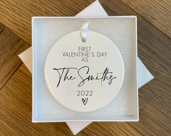 Decorazione personalizzata in ceramica per il primo San Valentino da sposi - Regalo ricordo