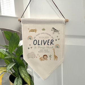 Regalo di battesimo personalizzato - Bandiera di battesimo - Regali di battesimo - Neonato - Neonata - Decorazioni di battesimo - Biglietti di battesimo