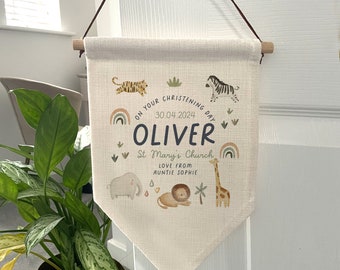 Personalised Christening Gift - Christening Flag - Baptism Gifts - Baby Boy - Baby Girl - Christening Decorations - Christening Cards
