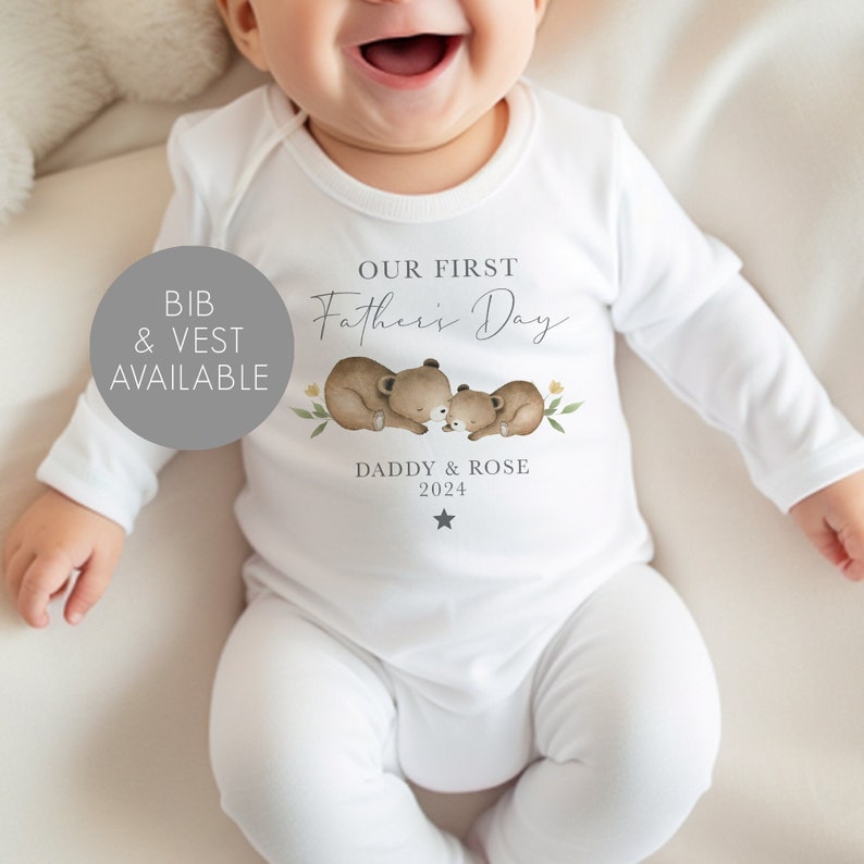 Personalised First Father's Day Baby Vest First Father's Day Gifts First Father's Day Babygrow Father's Day Outfit Fathers Day Gift image 1