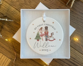 Prima pallina di Natale del bambino personalizzata - Primo ornamento di Natale - Prima pallina di Natale - Decorazione del primo albero di Natale del bambino - Ricordo