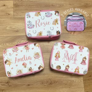Boîte à lunch personnalisée et ensemble de bouteilles d'eau - Sac à lunch pour enfants - Boîte à lunch pour filles - Gourdes pour enfants - Boîte à lunch cheval - Boîte à lunch de princesse