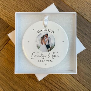 Ornement de mariage personnalisé - cadeau de mariage - cadeau de mariage - cadeau photo pour mariés - souvenir de mariage - fiançailles - mariage