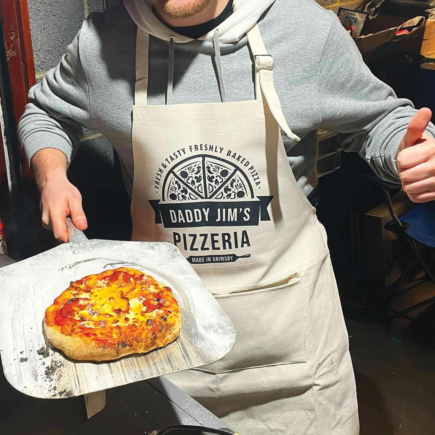 Tablier de cuisine Pizza Pizzaiolo personnalisé avec prénom au