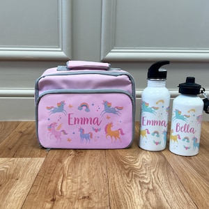 Portapranzo personalizzato e set di bottiglie d'acqua Portapranzo per bambini Portapranzo per ragazze Bottiglie d'acqua per bambini Portapranzo con sirena Portapranzo con unicorno Style 2 - Unicorn