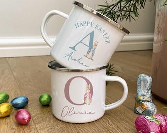 Personalised Easter Mug - Easter Bunny Mug - Easter Gifts For Kids - Personalised Mug - Easter Bag - Initial Mug - Easter Metal Mug